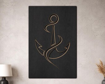 Nautical Wall Art SVG, 3 Layer Anchor Design, Coastal Laser Cut File, Beach Decor Artwork