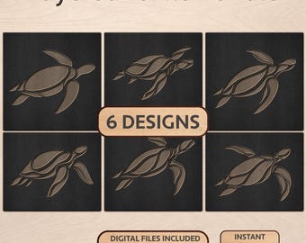 Turtle Bundle SVG – 6 Layered Sea Turtle Designs for Laser Cutting, Cricut & Wood Wall Art
