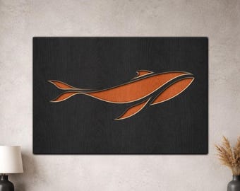 Multilayer Whale SVG PDF DXF – 3 Layer Fishes Design for Laser Cutting | Wooden Fish Wall Art | Layered Wood Design