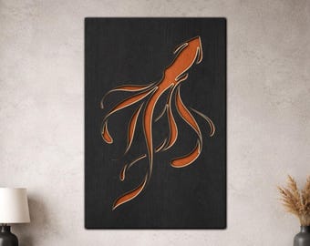 Multilayer Squid SVG PDF DXF – 3 Layer Fishes Design for Laser Cutting | Wooden Fish Wall Art | Layered Wood Design