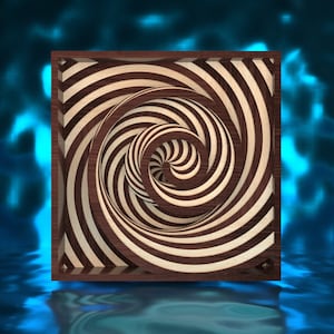 Layered Wall Art Spiral Laser Cut File, Multilayer Helix SVG Vector Drawing, Optical Illusion Design, Framed Multi Layer DXF Cutting Files