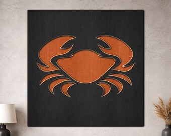 Multilayer Crab SVG PDF DXF – 3 Layer Fishes Design for Laser Cutting | Wooden Fish Wall Art | Layered Wood Design