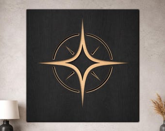Decorative Compass Rose SVG, 3 Layer Nautical Star Laser Cut File, Maritime Wall Art, Coastal Decor Download