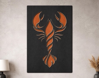 Multilayer Lobster SVG PDF DXF – 3 Layer Fishes Design for Laser Cutting | Wooden Fish Wall Art | Layered Wood Design