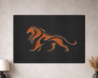Layered Lion SVG PDF DXF – 3 Layer Cat Design for Laser Cutting | Wooden Wall Art | Layered Paper Cut Design