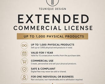 Extended Commercial License for Digital Designs – Up to 1,000 Physical Products
