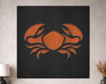 Multilayer Crab SVG PDF DXF – 3 Layer Fishes Design for Laser Cutting | Wooden Fish Wall Art | Layered Wood Design