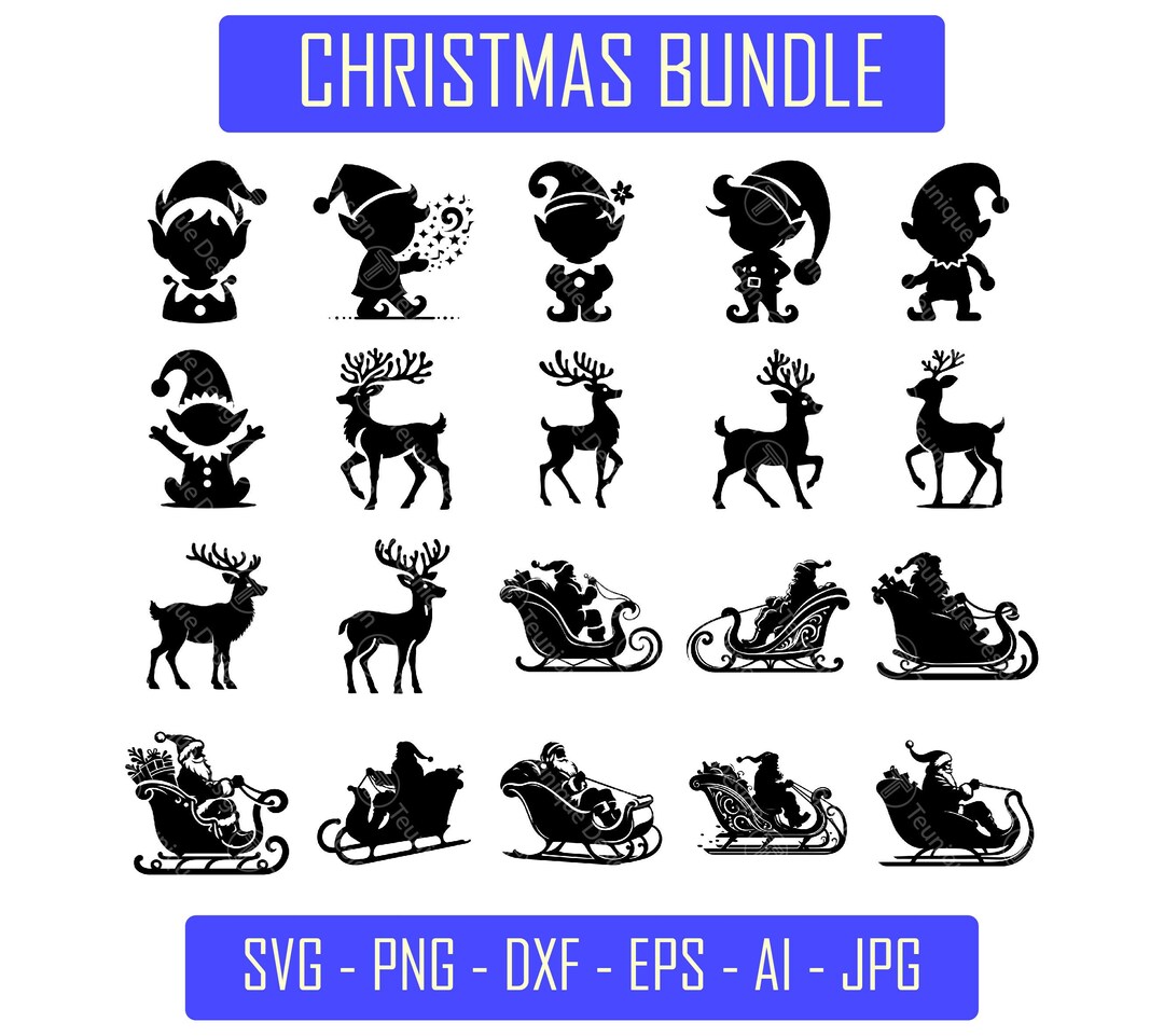 Christmas SVG Bundle, Santa Svg Png Bundle, Reindeer SVG, Elf Clip Art ...