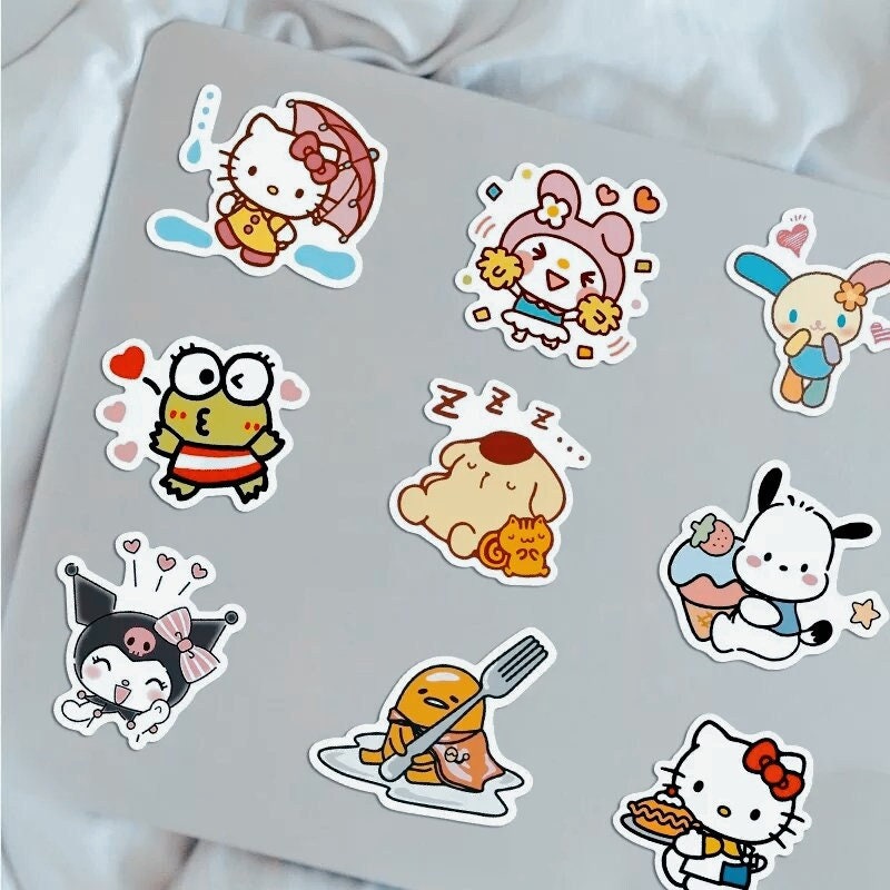Pegatinas de Sanrio de dibujos animados mixtos, 50/100 Uds., bonitas ...