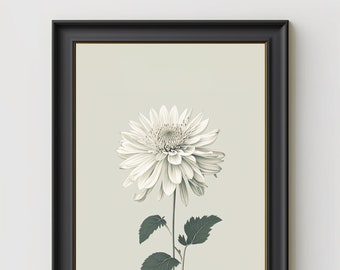 Oeuvre de téléchargement numérique DAHLIA - botanique, dessin, traditionnel, illustration, fleur, jardinage