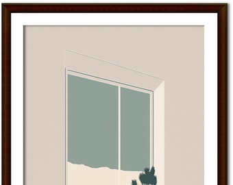 Oeuvre de téléchargement numérique WINDOW - minimaliste, surréaliste, designer, lignes épurées, architecture, dessin, illustration