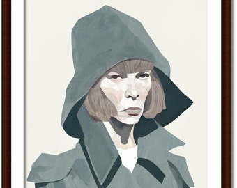 Oeuvre de téléchargement numérique TRENCH - portrait, mode, illustration, chic, moderne