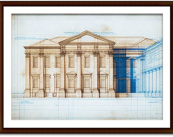Oeuvre de téléchargement numérique GEORGIAN II - plan architectural, croquis, design, classique géorgien, style antique