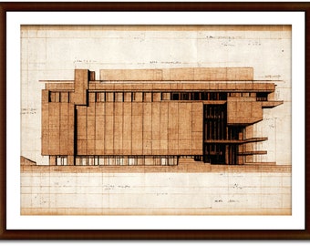 Oeuvre de téléchargement numérique BRUTALISTE - plan architectural, croquis, design, brutalisme, style antique