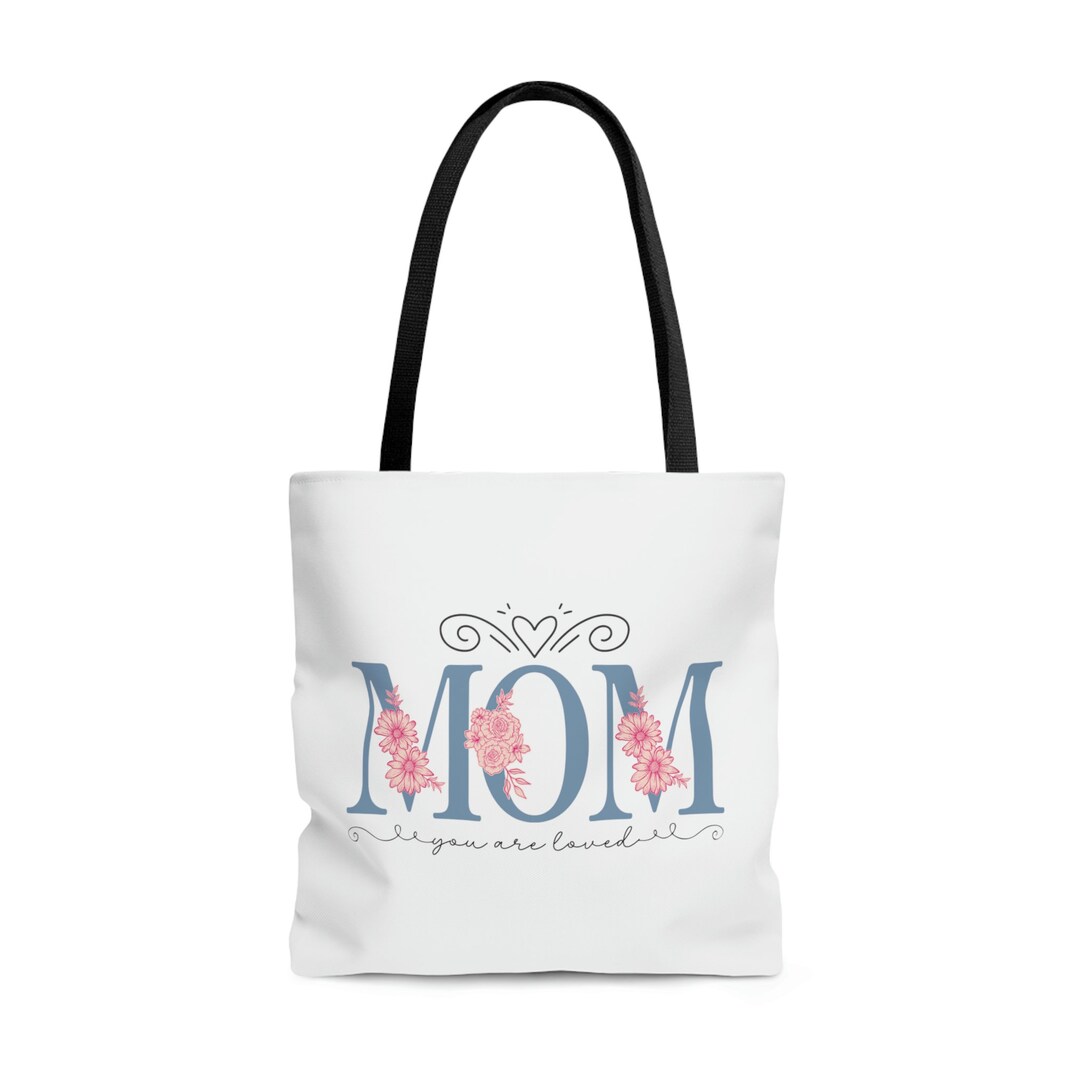 MOM You Are Loved Tote Bag, 100 Polyester Tote Bag for Mom, Mom