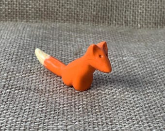 Handgemachte Fuchs Skulptur - gebackene Polymer Clay Miniatur Tierfigur