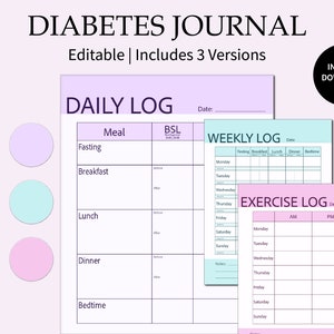 Diabetes Journal | Printable | US Letter/a4 Size | Blood Sugar Tracker ...