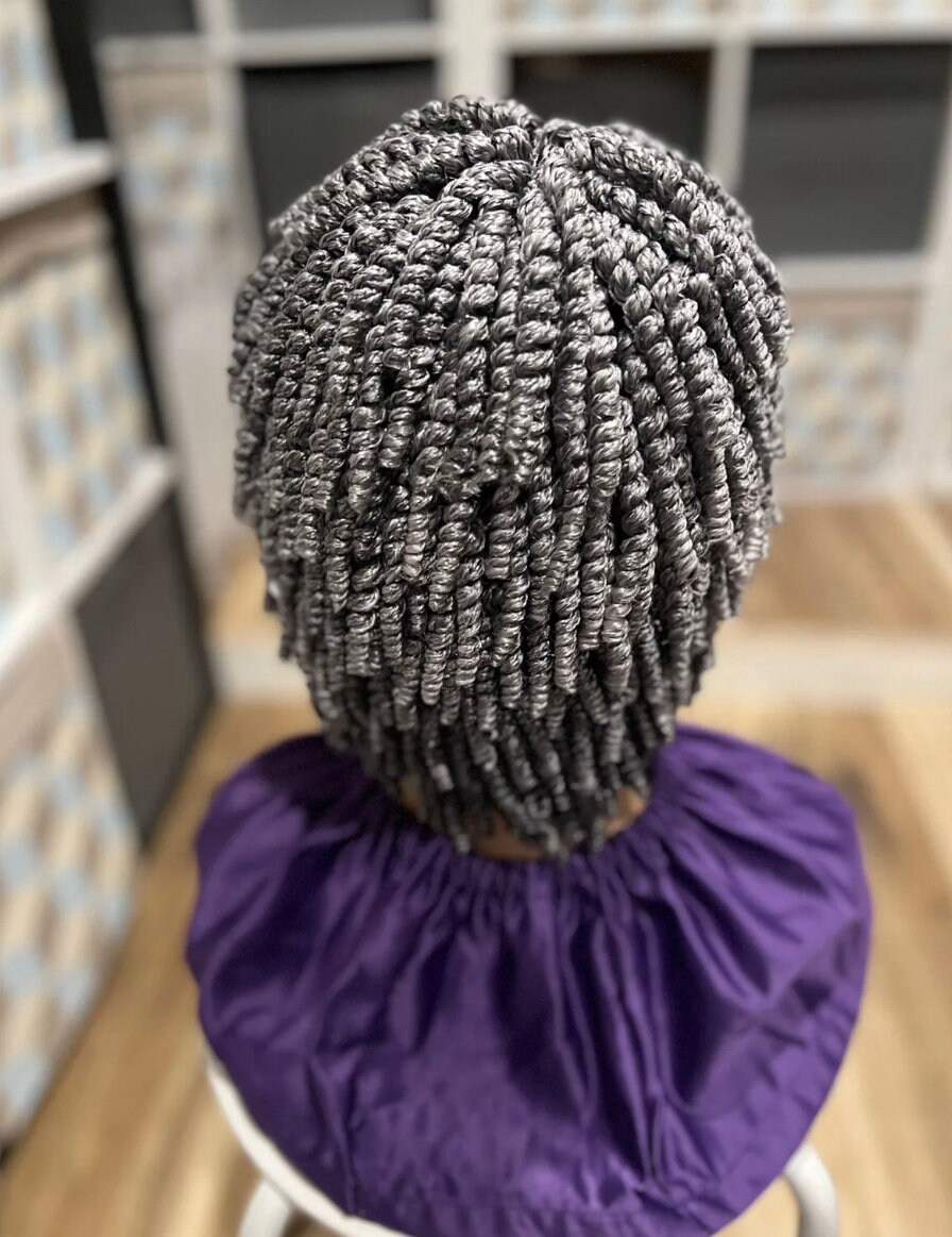 Gray Spiral Braided Wig - Etsy