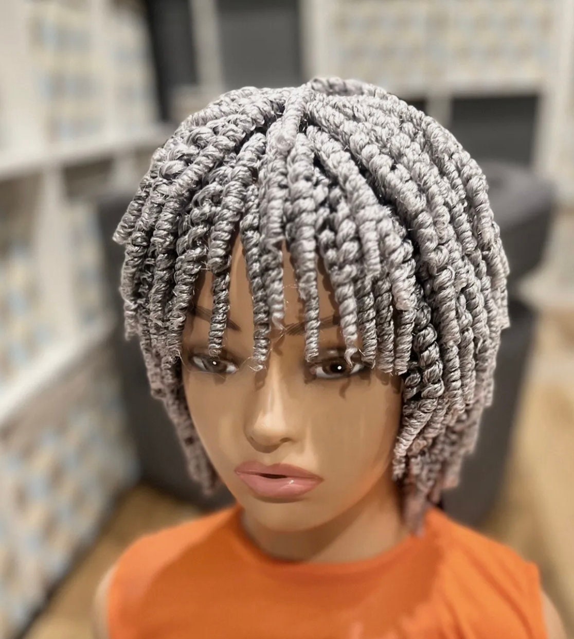 Gray Spiral Braided Wig - Etsy