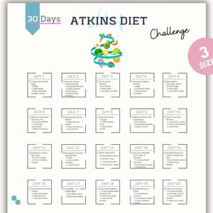 Atkins Diet Planner: 30-Day Low-Carb Meal Tracker (Digital Download)
