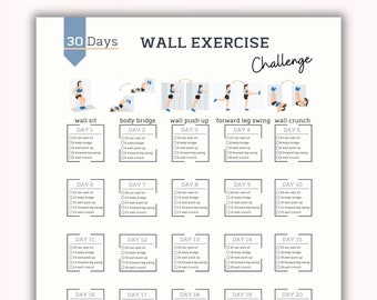 30 Day Wall Exercise Challenge Wall Pilates Workout Digital