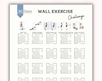 30 Day Wall Exercise Challenge Wall Pilates Workout Digital