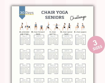 30 Day Chair Yoga Seniors Challenge |Chair Workout | Chair Yoga Guide | Printable Chair Yoga Exercises For Seniors | Digital Product |A4&USL