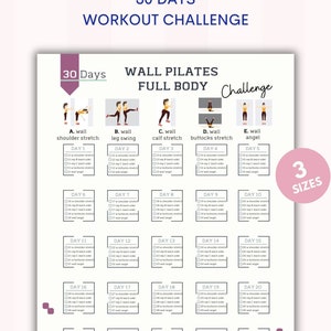 Wall Pilates Full Body | Women Workout at Home |30 Day Challenge |Quick Full Body Workout |Wall Pilates Chart | Digital Download| A4&USL