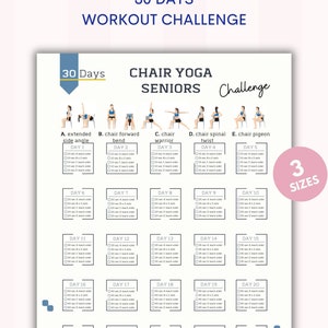 30 Tage Stuhl Yoga Senioren Herausforderung | Stuhl Workout Stuhl Yoga Anleitung | Druckbare Stuhl Yoga Übungen für Senioren | Digitales Produkt |A4&USL