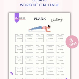 30 Day Plank Challenge | Home Workout | Digital Fitness Tracker | Digital Download | Printable | A4&US Letter