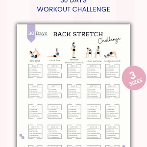 30 Day Back Stretch Challenge | Digital Workout Guide |  |Back Beauty | Lower Back Stretch | Realive Back pain |Digital Download | A4&USL