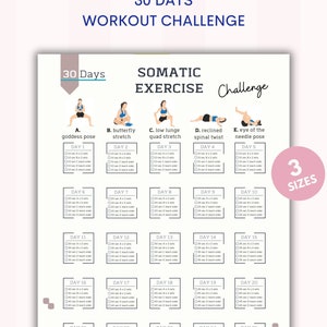 30 Tage Somatische Übungs Challenge | Somatische Heilung Bewältigungsfähigkeiten | Nerventherapie | Digitales Produkt | Druckbar | A4-US Letter-Poster-Größe