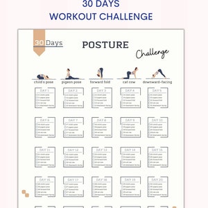 30 Day Posture Challenge | Home Workout | Fitness Tracker | Back Beauty | Digital Download | Printable | Instant Download | A4&US Letter