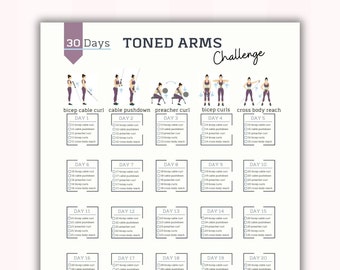 Desafío de brazos tonificados de 30 días / Entrenamiento en casa / Rastreador de ejercicios / Belleza del brazo / Descarga digital / Imprimible / A4&US Letter