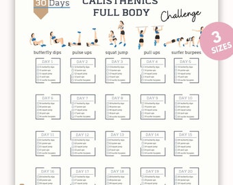 Calisthenics Full Body Challenge | Bodyweight Training Log | Fitness Tracker |Full Body Exercise | Calisthenics Routine | PDF |A4-USL-Poster