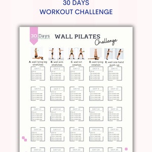 30 Day Wall Pilates Challenge | Wall Pilates | Workout Digital | Quick Pilates | Wall Exercise Guide | Wall Fitness | PDF | A4&USL