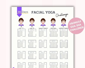 30 Day Facial Yoga Challenge Facial Exercises Guide Wrinkle Removal ...