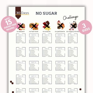 30 Day No Sugar Challenge |No Snacks | No Sugar Tracker | Healthy Sugur-Free Diet Planner |Sugar Detox |No Sweet Tracker|PDF | A4-USL-Poster