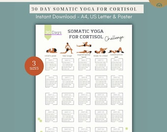 Somatic Yoga For Cortisol Challenge| Somatic Exercise  | Stress Hormone | Stress & Nervous System Reset| PDF| Digital Download|A4-USL-PS