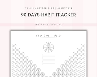 90 Day Habit Tracker | Monthly Habit Tracker | Undated Tracker | Motivational Tracker | Printable PDF | A4&USL
