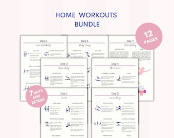 Home Workout Bundle | Full Week | House Workout | Bodybuilding Tracker | A Week Workout&5 Extras | Printable Digital PDF | A4 US Letter
