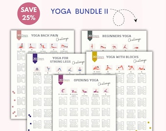 30 Day Yoga Challenge Bundle: At-Home Workout (Digital Printable)