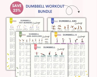 Dumbbell Workout Bundle | Dumbbell Fitness | Fitness Tracker | Printable Dumbbell Exercise Planner | Digital Download | PDF | A4-USL
