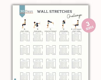 30 Day Wall Stretch Challenge Planner | Digital Workout Plan | Body Building Tracker | Wall Pilates Workout Planner | Instant Download
