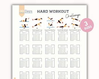 30 Day Hard Workout Challenge | Workout Digital | Reshape Summer Body | 10 min Full Body Exercise Guide | Chair Workout | PDF | A4&USL