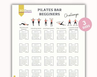 30 Day Pilates Bar Begginers Workout Challenge | Pilates Bar Exercise | Improve Your Flexibility |Digital Product |Printable |A4-USL-PS