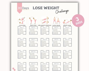 30 Day Lose Weight Challenge | House Workout | Fitness Challenge | Bodybuilding Tracker | Digital Product | Printable | A4&US Letter