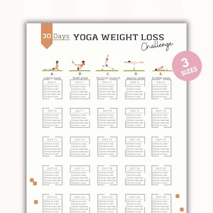 30 Day Yoga Weight Loss Challenge Planner | Digital Workout Plan | Body Building Tracker | Yoga Pose Workout Planner | Instant Download