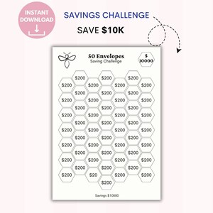 10K Saving Challenge | 200 Saving  | Dollar Saving Challenge | A6, A5 Sized Mini Challenges | Instant Download | 2 Pages | PDF