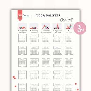 Sfida di sostegno yoga di 30 giorni / Allenamento in casa / Tracker di bodybuilding / Prodotto digitale / Stampabile / Lettera A4 e USA